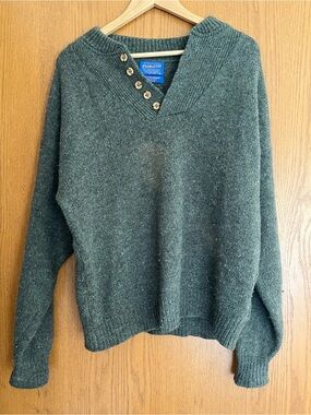 Vtg Pendleton V-Neck Wool Sweater